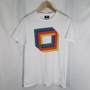 RARE* PAUL SMITH Graphic Organic Cotton Short Sleeve T Shirt Cube Colourful Fit